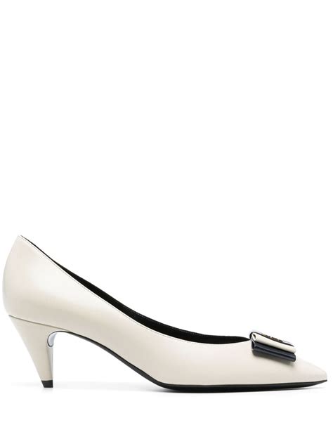 SAINT LAURENT Anais 55 YSL Bow Leather Pumps 